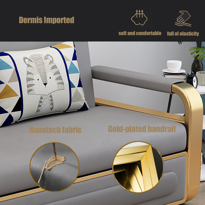 Mercer41 Mogan 51.18" Folding Upholstered Sofa Cushion Back Futon Chair